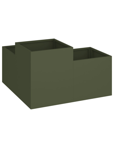 Fioriera da giardino  80x80x48 cm Verde oliva Acciaio