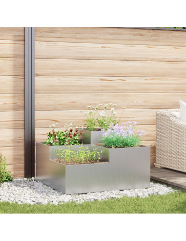 Vaso da giardino Argento 80 x 80 x 48 cm Acciaio zincato