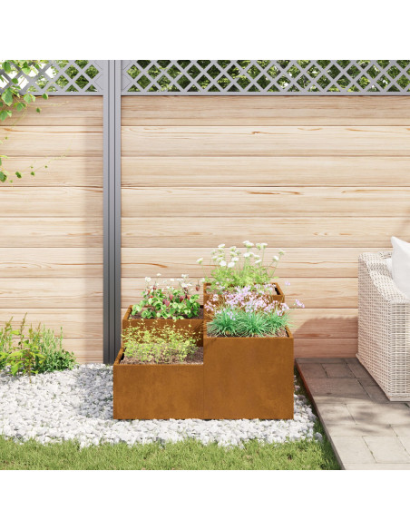 Fioriera da Giardino 80x80x48 cm in Acciaio Resistente