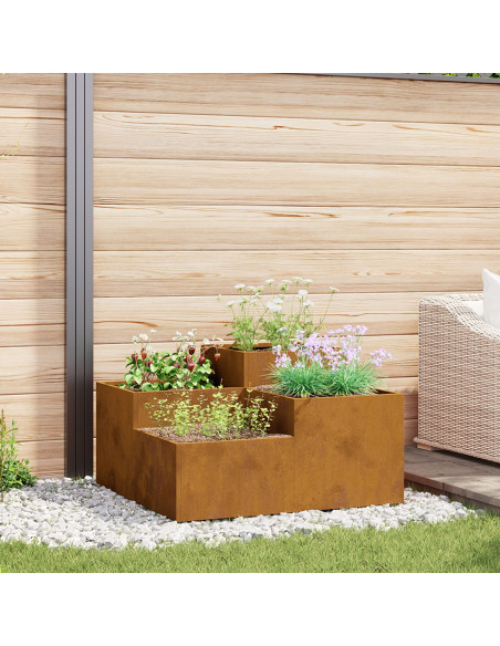 Fioriera da Giardino 80x80x48 cm in Acciaio Resistente