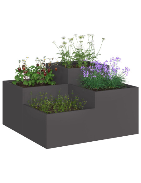 Fioriera da Giardino 100x100x48 cm Acciaio Nero