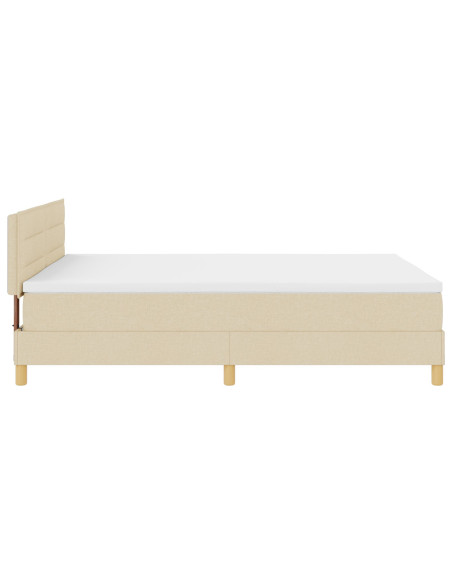 Letto con Box Spring con Materasso Panna 140x190 cm Tessuto