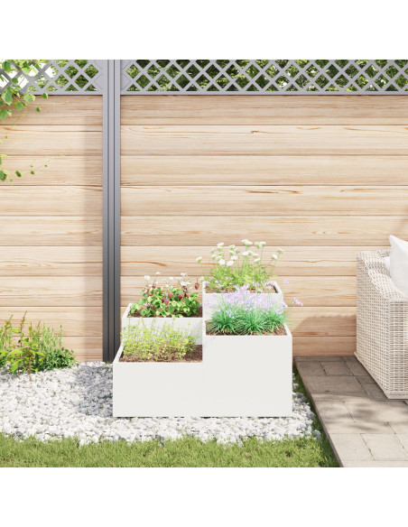 Fioriera da Giardino  100x100x48 cm Acciaio Bianco