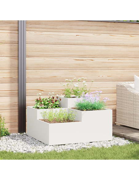 Fioriera da Giardino  100x100x48 cm Acciaio Bianco