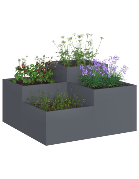 Fioriera da Giardino 100x100x48 cm Acciaio Antracite