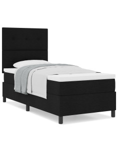 Letto a molle con materasso Nero 100 x 200 cm Tessuto 2