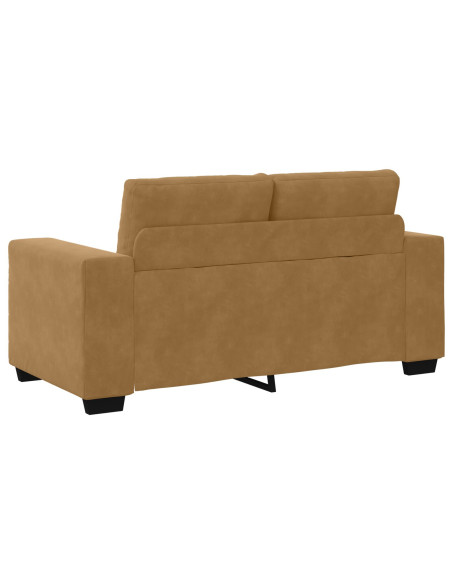 Set divano 3 pezzi con cuscini in velluto marrone