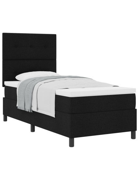 Letto con Base a Molle e Materasso  Nero Tessuto 90 x 200 cm