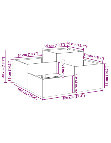 Vaso da giardino Oliver verde 100 x 100 x 48 cm Acciaio