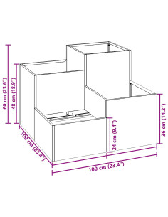 Vaso da giardino Nero 100 x 100 x 60 cm Acciaio 2