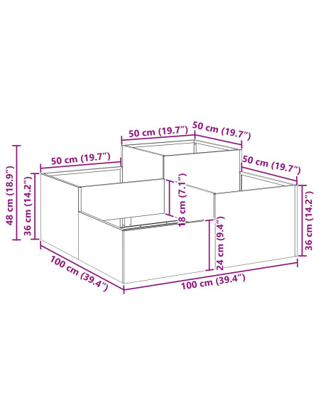 vivaXL Fioriera da Giardino 100x100x48 cm Acciaio Zincato