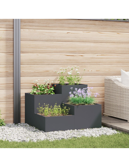 Vaso da giardino Antracite 100 x 100 x 60 cm Acciaio