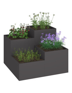 Vaso da giardino Nero 80 x 80 x 60 cm Acciaio 2