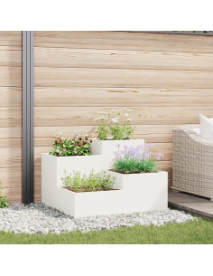 Vaso da giardino Bianco 80 x 80 x 60 cm Acciaio 2