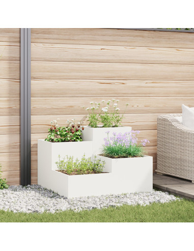 Vaso da giardino Bianco 80 x 80 x 60 cm Acciaio