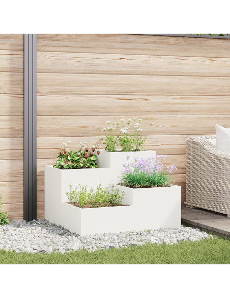 Vaso da giardino Bianco 80 x 80 x 60 cm Acciaio