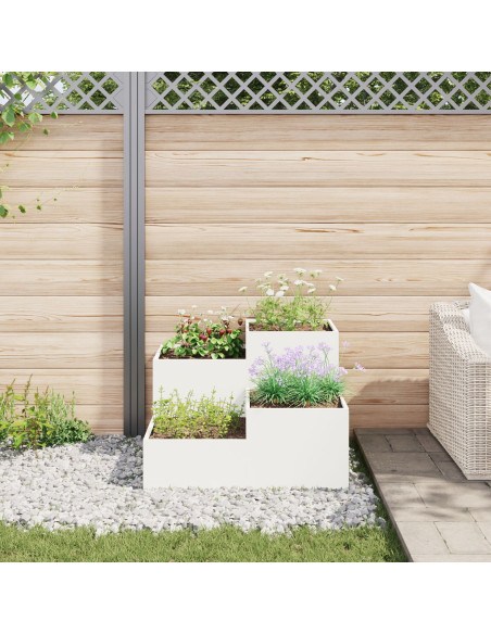 Fioriera da Giardino 80x80x60 cm Acciaio Bianco