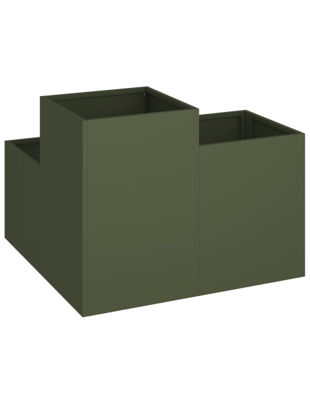 Vaso da Giardino 100x100x60 cm Verde Oliva Acciaio