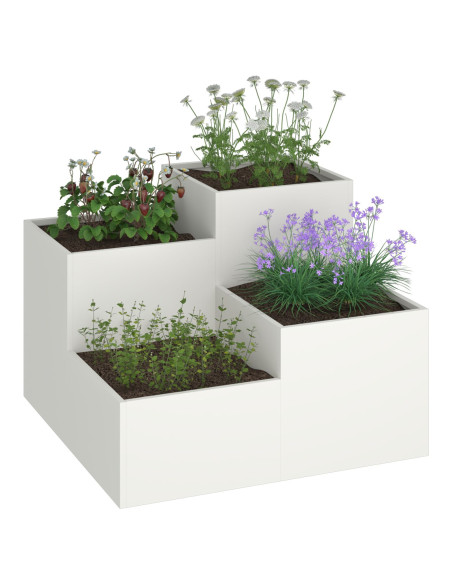 Fioriera da Giardino 80x80x60 cm Acciaio Bianco