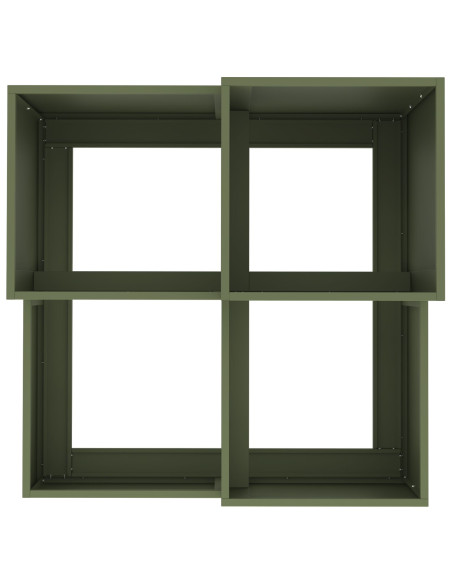 Vaso da Giardino 100x100x60 cm Verde Oliva Acciaio