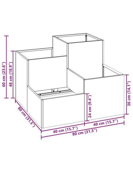 Fioriera da Giardino 80x80x60 cm Acciaio Zincato