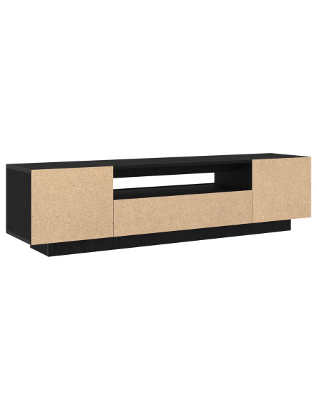 Mobile TV  con luci LED Nero Rovere 160x35x40 cm in legno ingegnerizzato