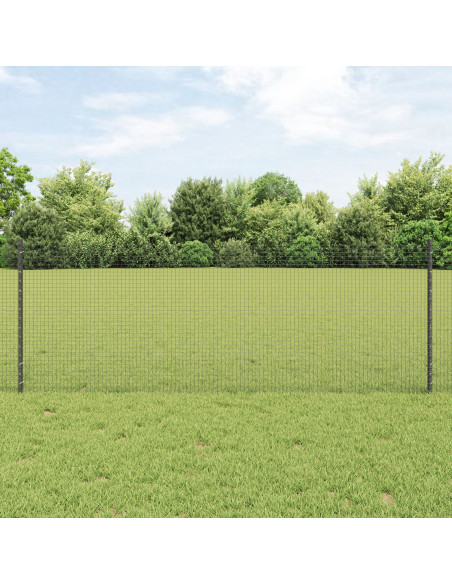Recinzione in Filo Saldato  con 11 Pali a U Grigio 0.8x25 m in Acciaio