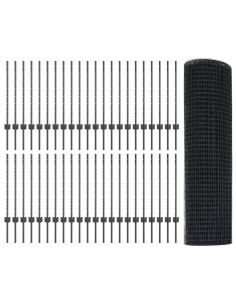 Recinzione con Posto Grigio 0,8 x 100 m Acciaio e PVC