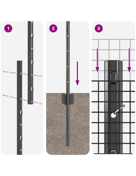 Recinzione in Filo Saldato  con 88 Post Grigi 1x100 m Acciaio