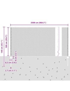 Recinzione con Posto Verde 1 x 10 m Acciaio e PVC