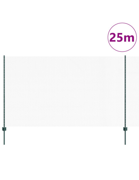 Posti per recinzione  11 pz U-Channel verde 140 cm in acciaio, Recinzione esagonale verde 1,4x25 m in acciaio