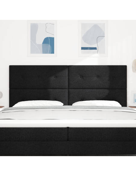 Testiera  Button Tufted Nera 200 cm Tessuto