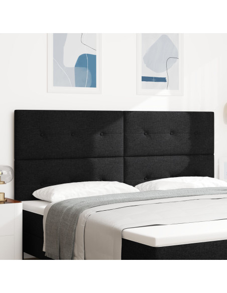 Testiera  Button Tufted Nera 200 cm Tessuto