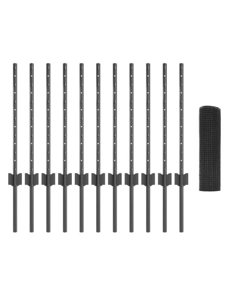 Set di Recinzione da Giardino  Set di 2 Grigio Metallo Grande