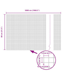 Recinzione con Posto Grigio 0,8 x 50 m Acciaio e PVC 2