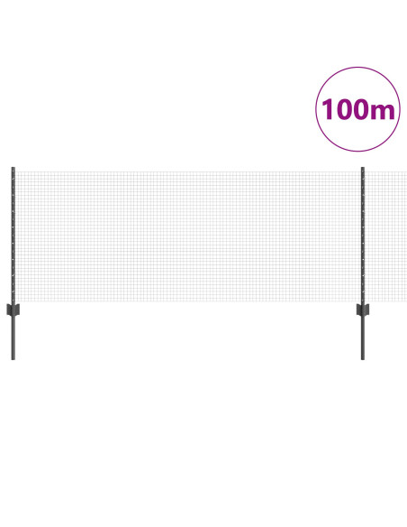 Recinzione in Rete Saldata  con 44 Post di U Grigia 0.8x100 m in Acciaio