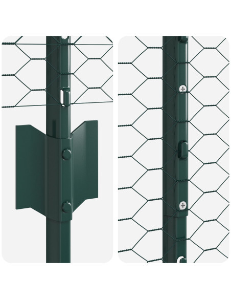 Pali Recinzione  5 pcs U-Channel Verde 100 cm Acciaio, Recinzione Esagonale  Verde 1x10 m Acciaio