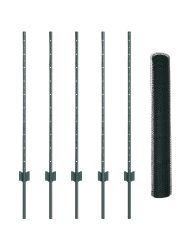 Recinzione con Posto Verde 1 x 10 m Acciaio e PVC