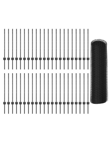 Posti per Recinzione  11 pz U-Channel Grigio 80 cm Acciaio, Recinzione Esagonale  Grigio 0.8x100 m Acciaio