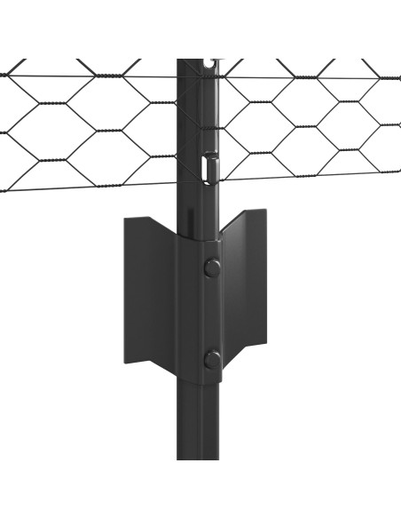 Posti per Recinzione  11 pz U-Channel Grigio 80 cm Acciaio, Recinzione Esagonale  Grigio 0.8x100 m Acciaio