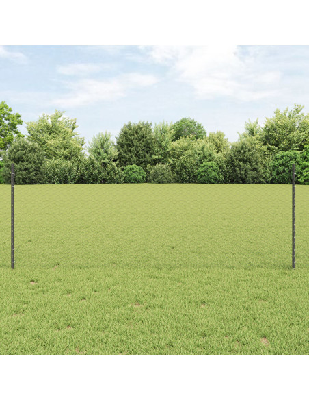 Posti per Recinzione  11 pz U-Channel Grigio 80 cm Acciaio, Recinzione Esagonale  Grigio 0.8x100 m Acciaio