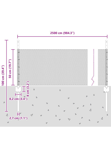 Recinzione con Posto Argento 0,5 x 25 m Acciaio