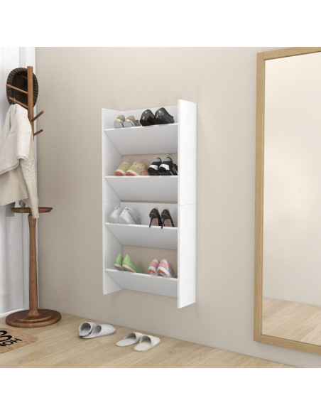 Scarpiere a Muro Bianche 60x18x60 cm in Legno Multistrato