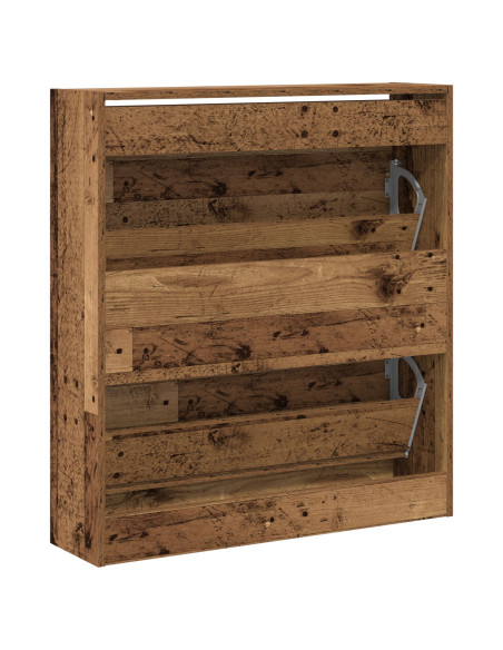 Mobile per Scarpe  con Cassetto Flip in Legno Antico 80x21x87,5 cm