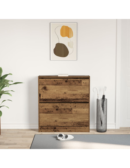 Mobile per Scarpe  con Cassetto Flip in Legno Antico 80x21x87,5 cm