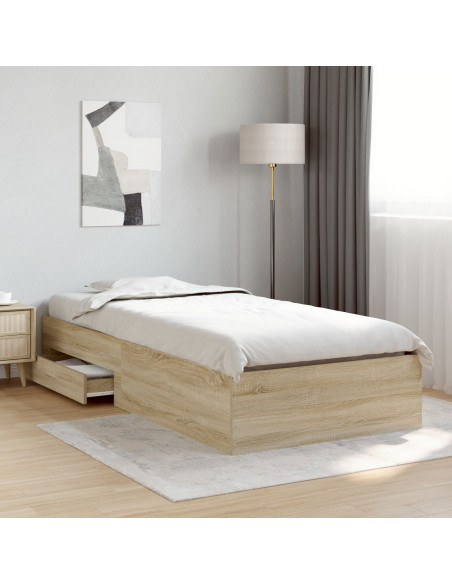 Struttura Letto Rovere Sonoma 90x190 cm Legno ingegnerizzato