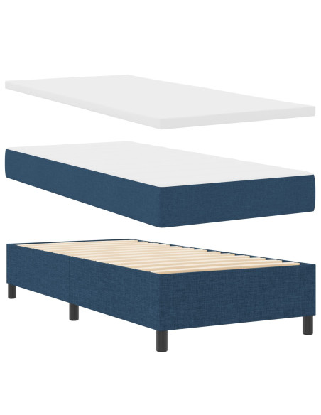 Struttura Letto  con Materasso Blu Tessuto 90 x 200 cm
