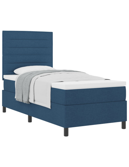 Struttura Letto  con Materasso Blu Tessuto 90 x 200 cm