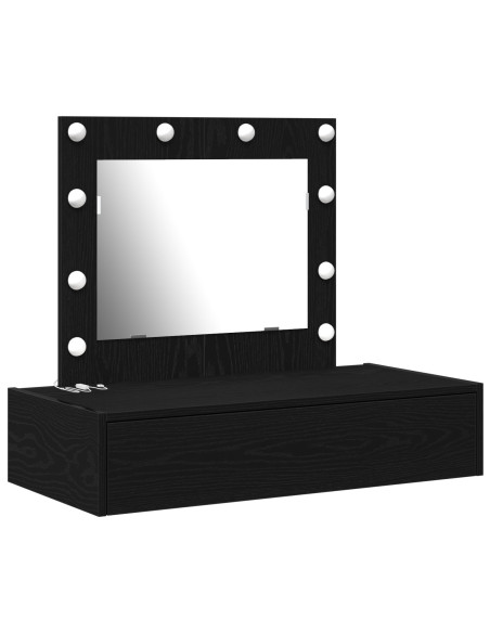 Tavolo da Trucco Appeso con Luci LED Ebonizzato di