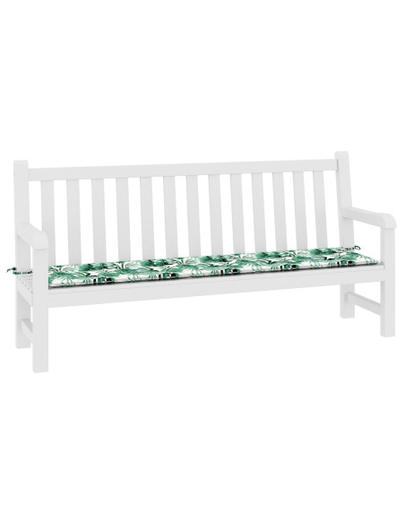 Cuscino per panchina da giardino  con motivo a foglia 200x50x4 cm in tessuto Oxford